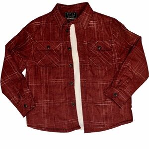 JACHS NY Burgundy Recycled Flannel Shirt Jacket Sherpa Lined | Men’s Medium | So